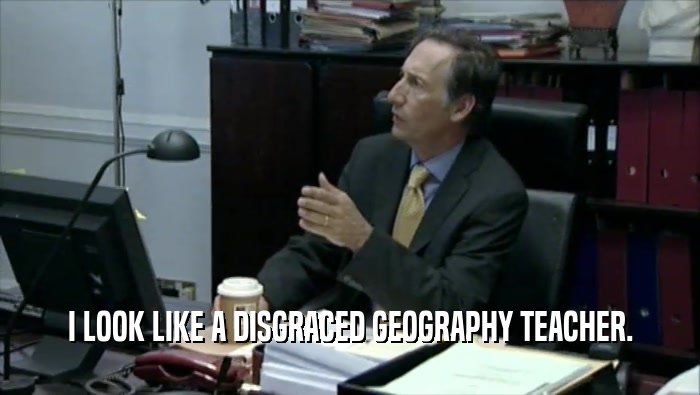 I LOOK LIKE A DISGRACED GEOGRAPHY TEACHER.  