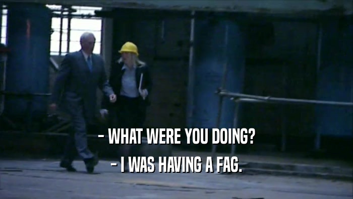 - WHAT WERE YOU DOING? - I WAS HAVING A FAG. 