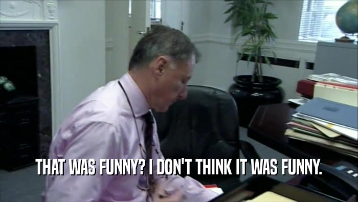 THAT WAS FUNNY? I DON'T THINK IT WAS FUNNY.  