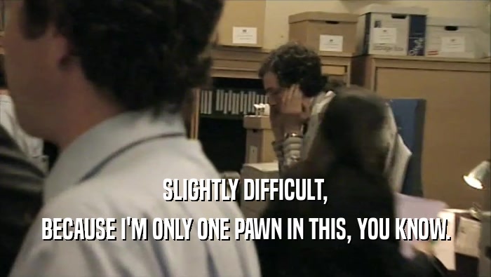 SLIGHTLY DIFFICULT, BECAUSE I'M ONLY ONE PAWN IN THIS, YOU KNOW. 