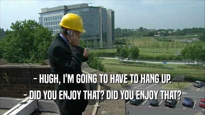 - HUGH, I'M GOING TO HAVE TO HANG UP. - DID YOU ENJOY THAT? DID YOU ENJOY THAT? 