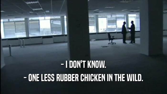 - I DON'T KNOW. - ONE LESS RUBBER CHICKEN IN THE WILD. 