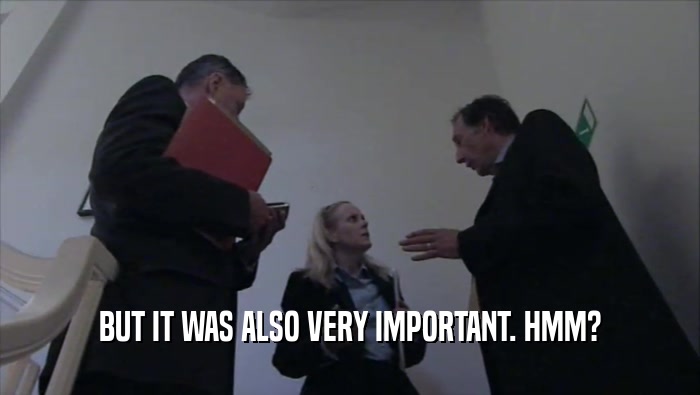 BUT IT WAS ALSO VERY IMPORTANT. HMM?  