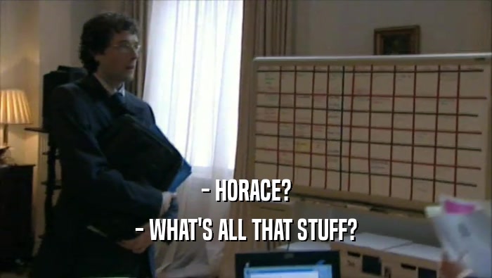 - HORACE? - WHAT'S ALL THAT STUFF? 