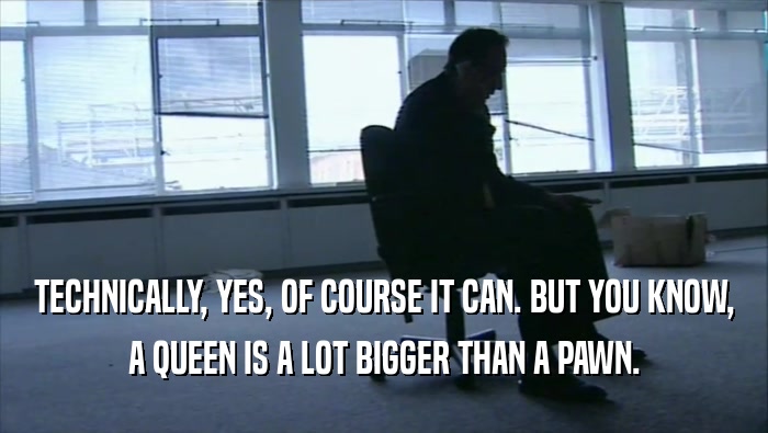 TECHNICALLY, YES, OF COURSE IT CAN. BUT YOU KNOW, A QUEEN IS A LOT BIGGER THAN A PAWN. 