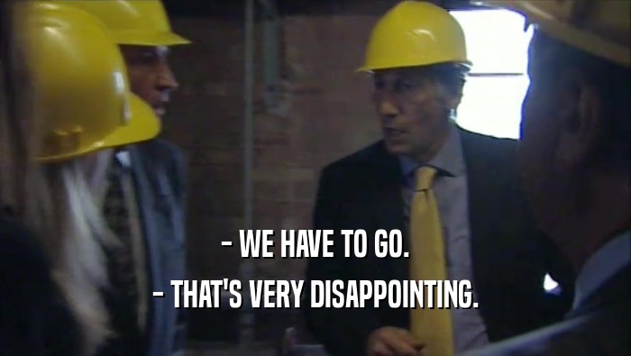 - WE HAVE TO GO. - THAT'S VERY DISAPPOINTING. 