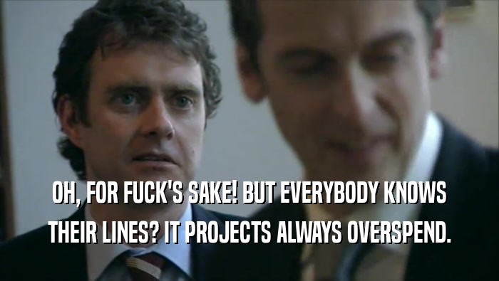 OH, FOR FUCK'S SAKE! BUT EVERYBODY KNOWS THEIR LINES? IT PROJECTS ALWAYS OVERSPEND. 