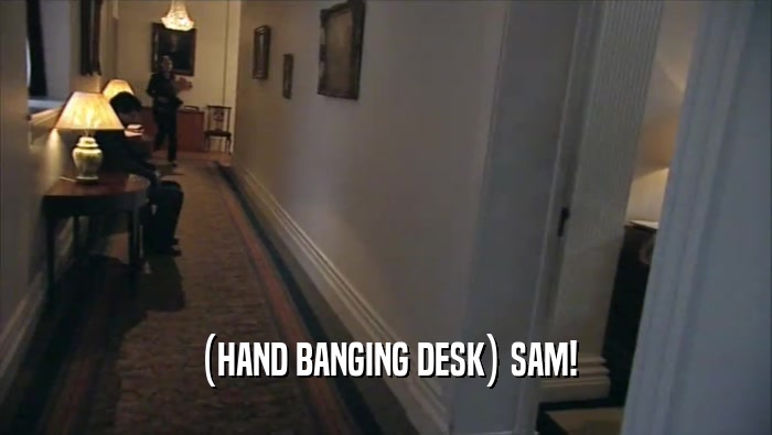 (HAND BANGING DESK) SAM!  