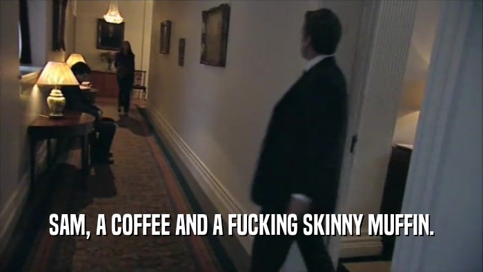 SAM, A COFFEE AND A FUCKING SKINNY MUFFIN.  