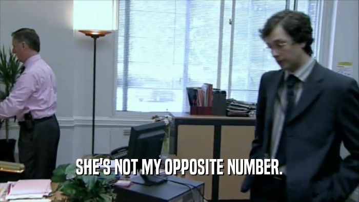 SHE'S NOT MY OPPOSITE NUMBER.  