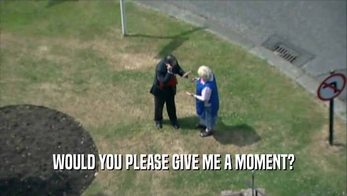 WOULD YOU PLEASE GIVE ME A MOMENT?  