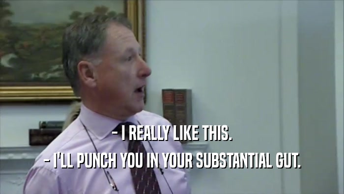 - I REALLY LIKE THIS. - I'LL PUNCH YOU IN YOUR SUBSTANTIAL GUT. 