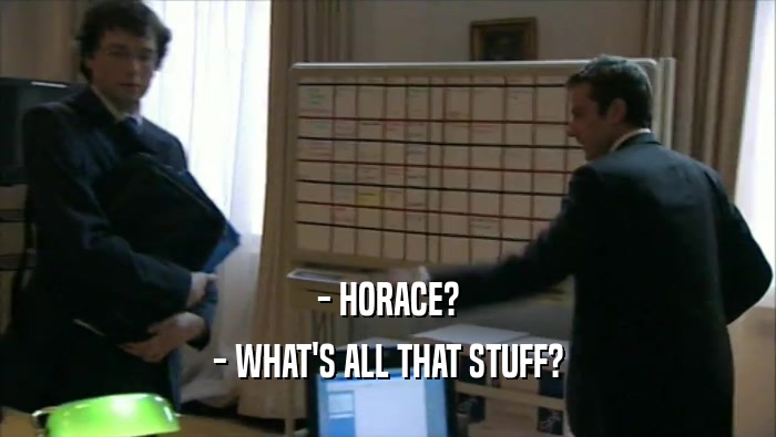 - HORACE? - WHAT'S ALL THAT STUFF? 