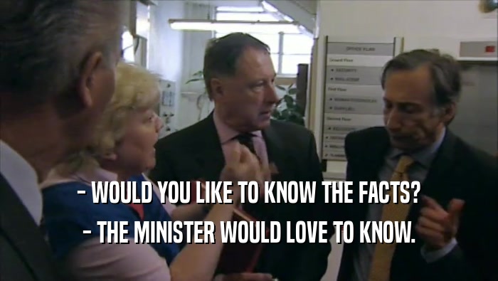 - WOULD YOU LIKE TO KNOW THE FACTS? - THE MINISTER WOULD LOVE TO KNOW. 