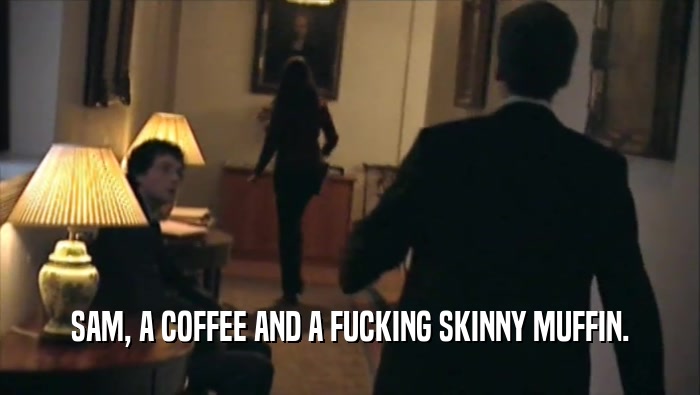 SAM, A COFFEE AND A FUCKING SKINNY MUFFIN.  