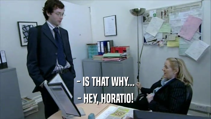 - IS THAT WHY... - HEY, HORATIO! 
