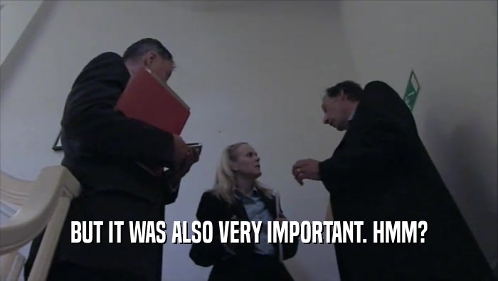BUT IT WAS ALSO VERY IMPORTANT. HMM?  