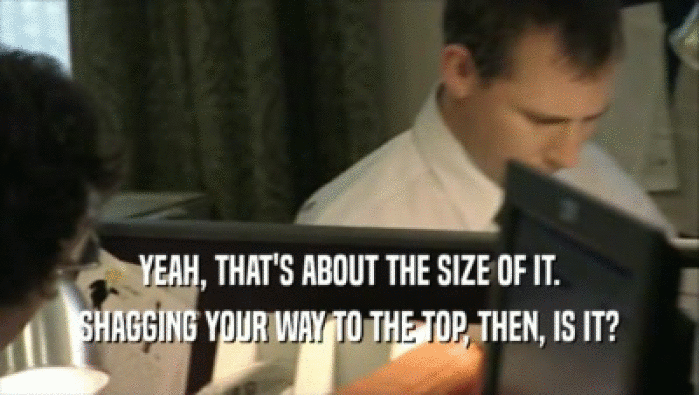 YEAH, THAT'S ABOUT THE SIZE OF IT. SHAGGING YOUR WAY TO THE TOP, THEN, IS IT? 