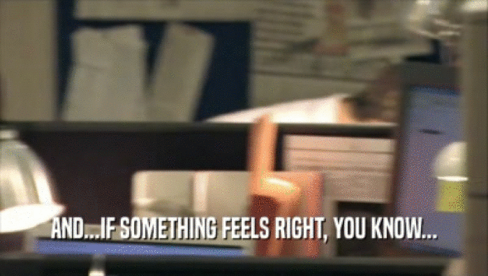 AND...IF SOMETHING FEELS RIGHT, YOU KNOW...  