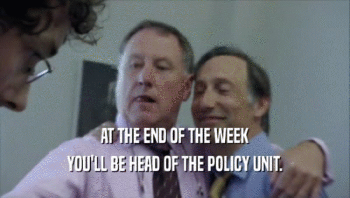 AT THE END OF THE WEEK
 YOU'LL BE HEAD OF THE POLICY UNIT.
 