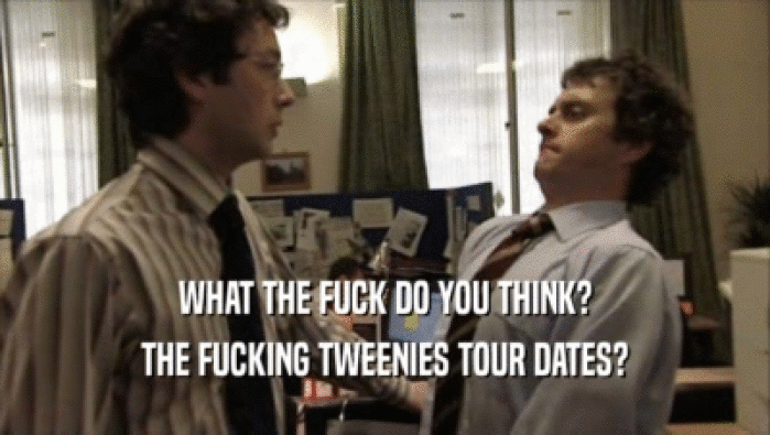 WHAT THE FUCK DO YOU THINK? THE FUCKING TWEENIES TOUR DATES? 