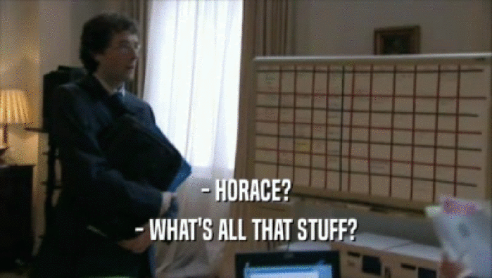 - HORACE? - WHAT'S ALL THAT STUFF? 