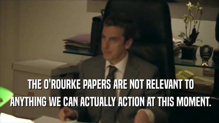  THE O'ROURKE PAPERS ARE NOT RELEVANT TO  ANYTHING WE CAN ACTUALLY ACTION AT THIS MOMENT. 