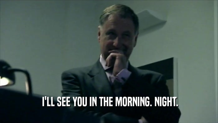  I'LL SEE YOU IN THE MORNING. NIGHT.  