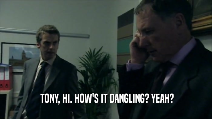  TONY, HI. HOW'S IT DANGLING? YEAH?  