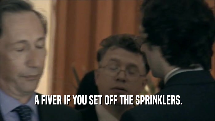  A FIVER IF YOU SET OFF THE SPRINKLERS.  