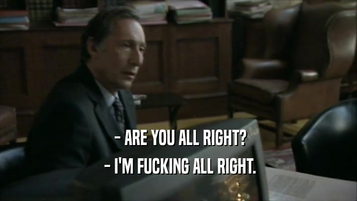 - ARE YOU ALL RIGHT?  - I'M FUCKING ALL RIGHT. 