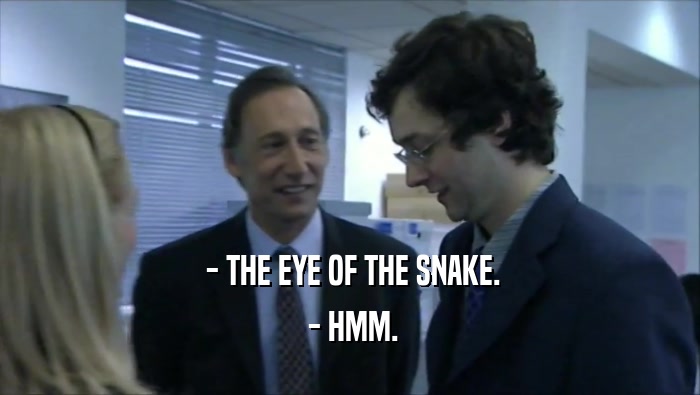  - THE EYE OF THE SNAKE.
  - HMM.
 