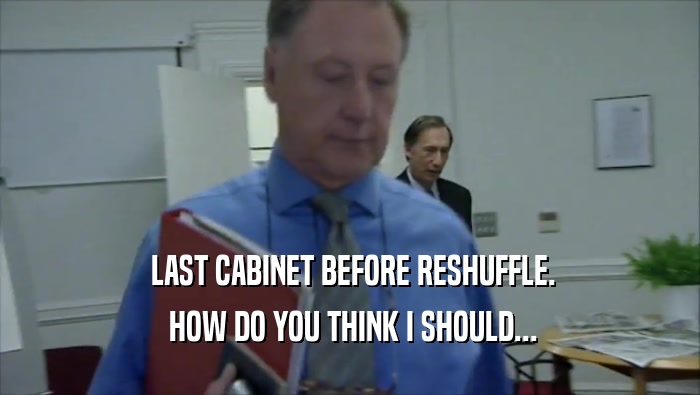  LAST CABINET BEFORE RESHUFFLE.  HOW DO YOU THINK I SHOULD... 