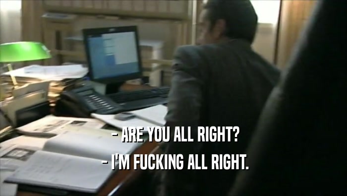  - ARE YOU ALL RIGHT?  - I'M FUCKING ALL RIGHT. 