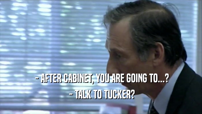  - AFTER CABINET, YOU ARE GOING TO...?  - TALK TO TUCKER? 