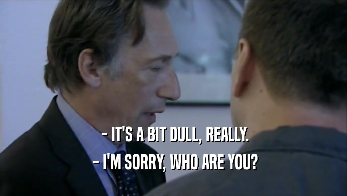  - IT'S A BIT DULL, REALLY.  - I'M SORRY, WHO ARE YOU? 