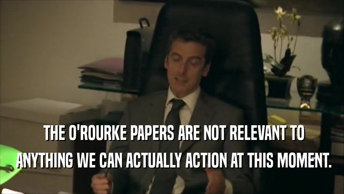  THE O'ROURKE PAPERS ARE NOT RELEVANT TO  ANYTHING WE CAN ACTUALLY ACTION AT THIS MOMENT. 