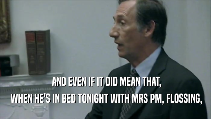  AND EVEN IF IT DID MEAN THAT,  WHEN HE'S IN BED TONIGHT WITH MRS PM, FLOSSING, 