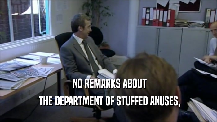  NO REMARKS ABOUT  THE DEPARTMENT OF STUFFED ANUSES, 