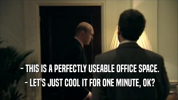  - THIS IS A PERFECTLY USEABLE OFFICE SPACE.  - LET'S JUST COOL IT FOR ONE MINUTE, OK? 