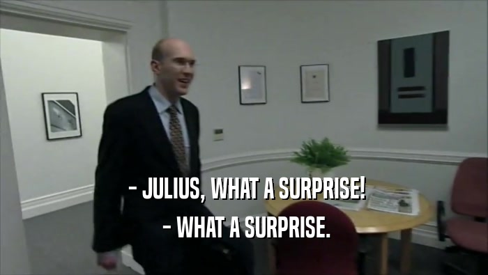  - JULIUS, WHAT A SURPRISE!
  - WHAT A SURPRISE.
 