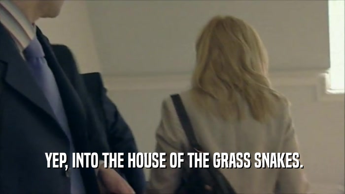  YEP, INTO THE HOUSE OF THE GRASS SNAKES.  