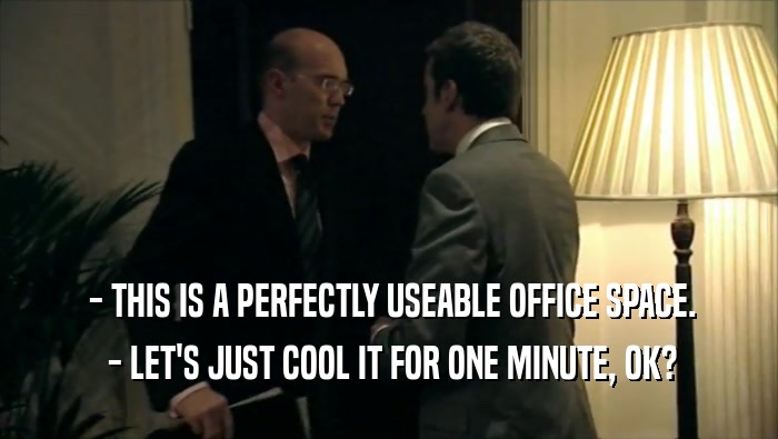  - THIS IS A PERFECTLY USEABLE OFFICE SPACE.  - LET'S JUST COOL IT FOR ONE MINUTE, OK? 