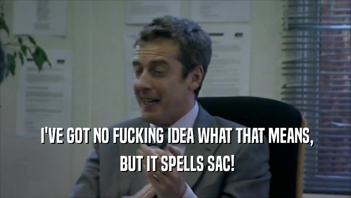  I'VE GOT NO FUCKING IDEA WHAT THAT MEANS,  BUT IT SPELLS SAC! 