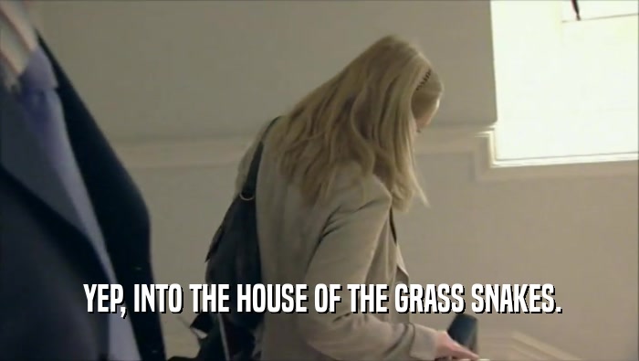  YEP, INTO THE HOUSE OF THE GRASS SNAKES.  