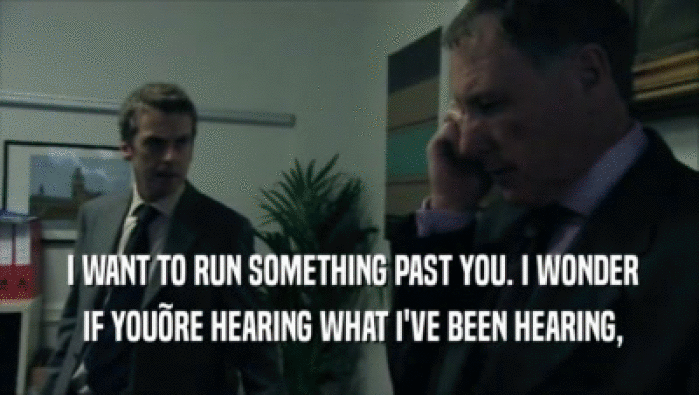  I WANT TO RUN SOMETHING PAST YOU. I WONDER  IF YOU