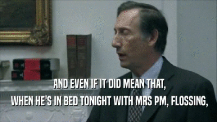  AND EVEN IF IT DID MEAN THAT,  WHEN HE'S IN BED TONIGHT WITH MRS PM, FLOSSING, 