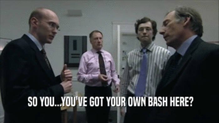  SO YOU...YOU'VE GOT YOUR OWN BASH HERE?  