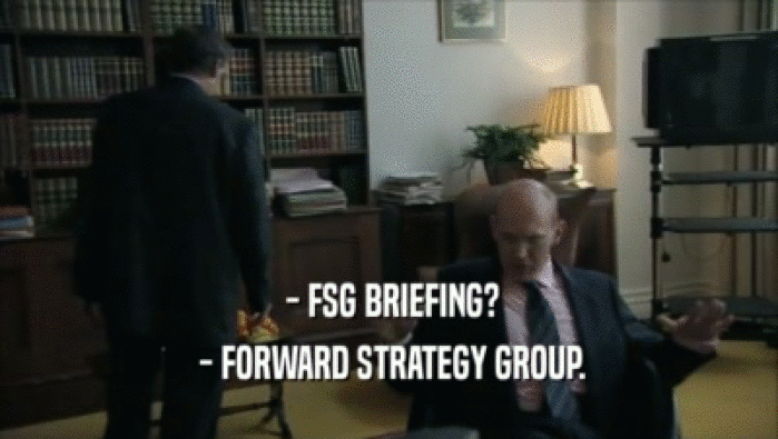  - FSG BRIEFING?
  - FORWARD STRATEGY GROUP.
 