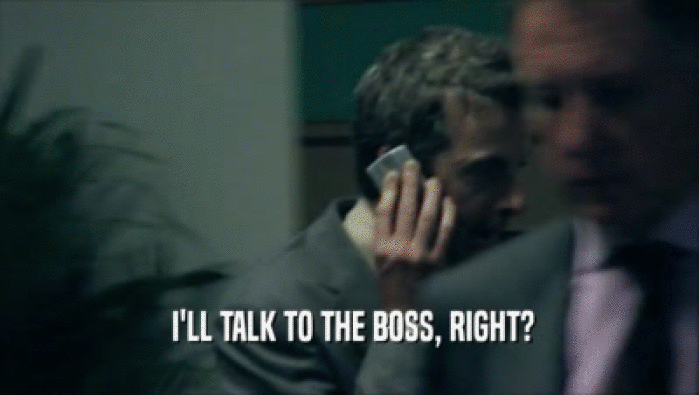  I'LL TALK TO THE BOSS, RIGHT?  